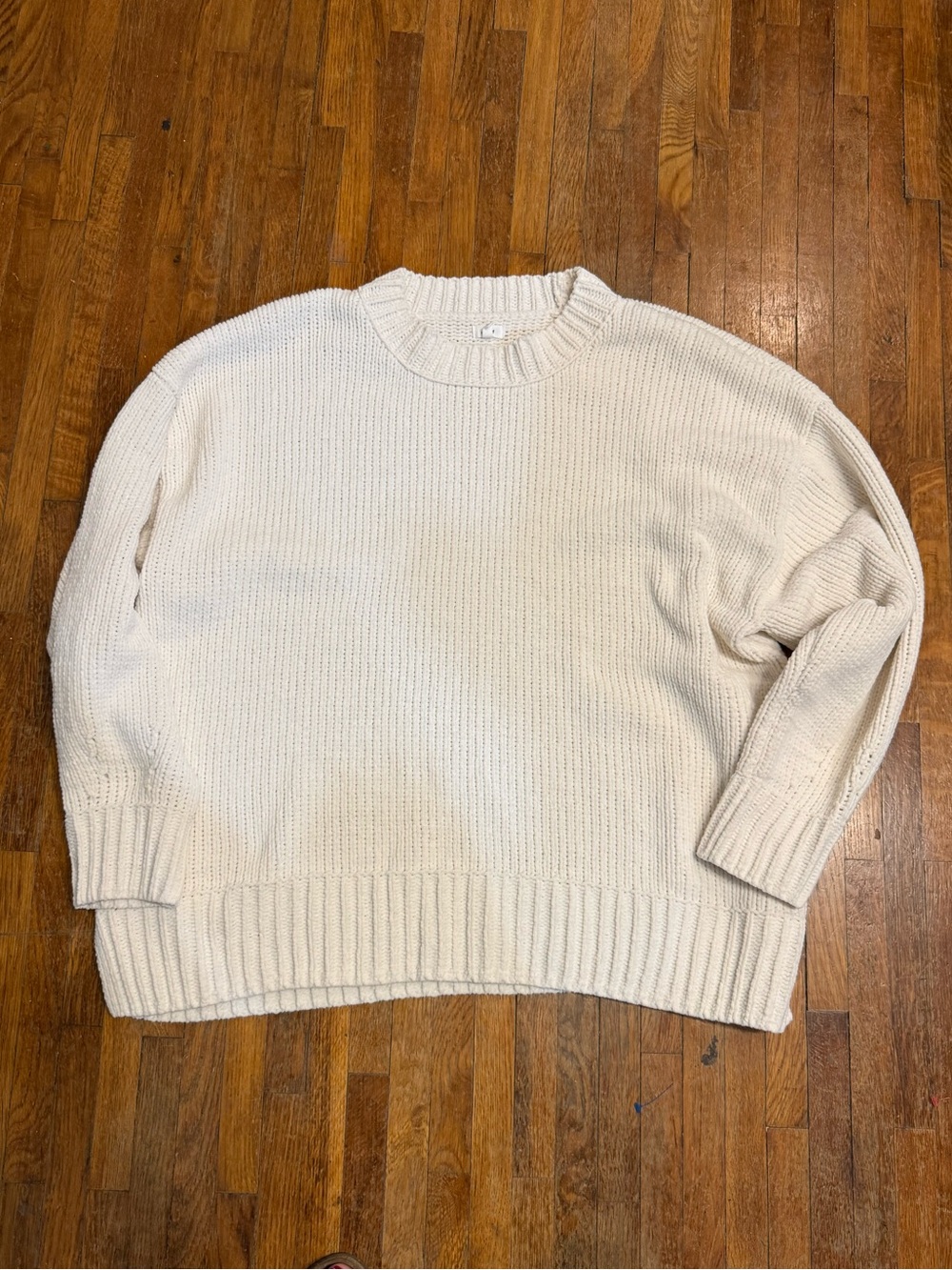 aerie Oversized Cream Crewneck Knit Sweater